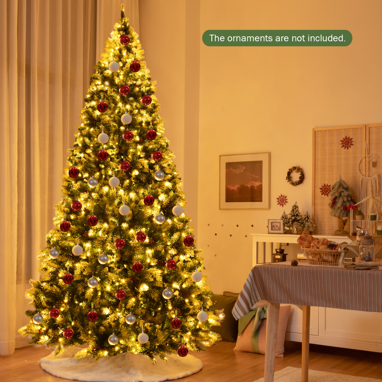 6/7.5/9 FT Pre-lit Snow Sprayed Christmas Tree Artificial Xmas Tree W/ LED Lights - 7.5 Ft