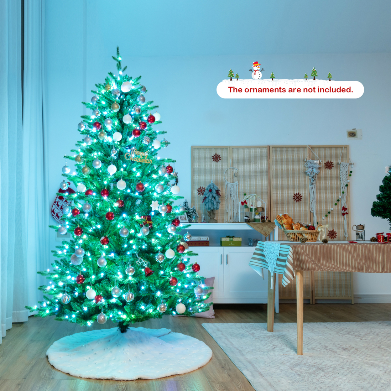 6/7/8 FT Pre-lit Artificial Christmas Tree W/ APP Control & 15 Lighting Modes - 8 Ft