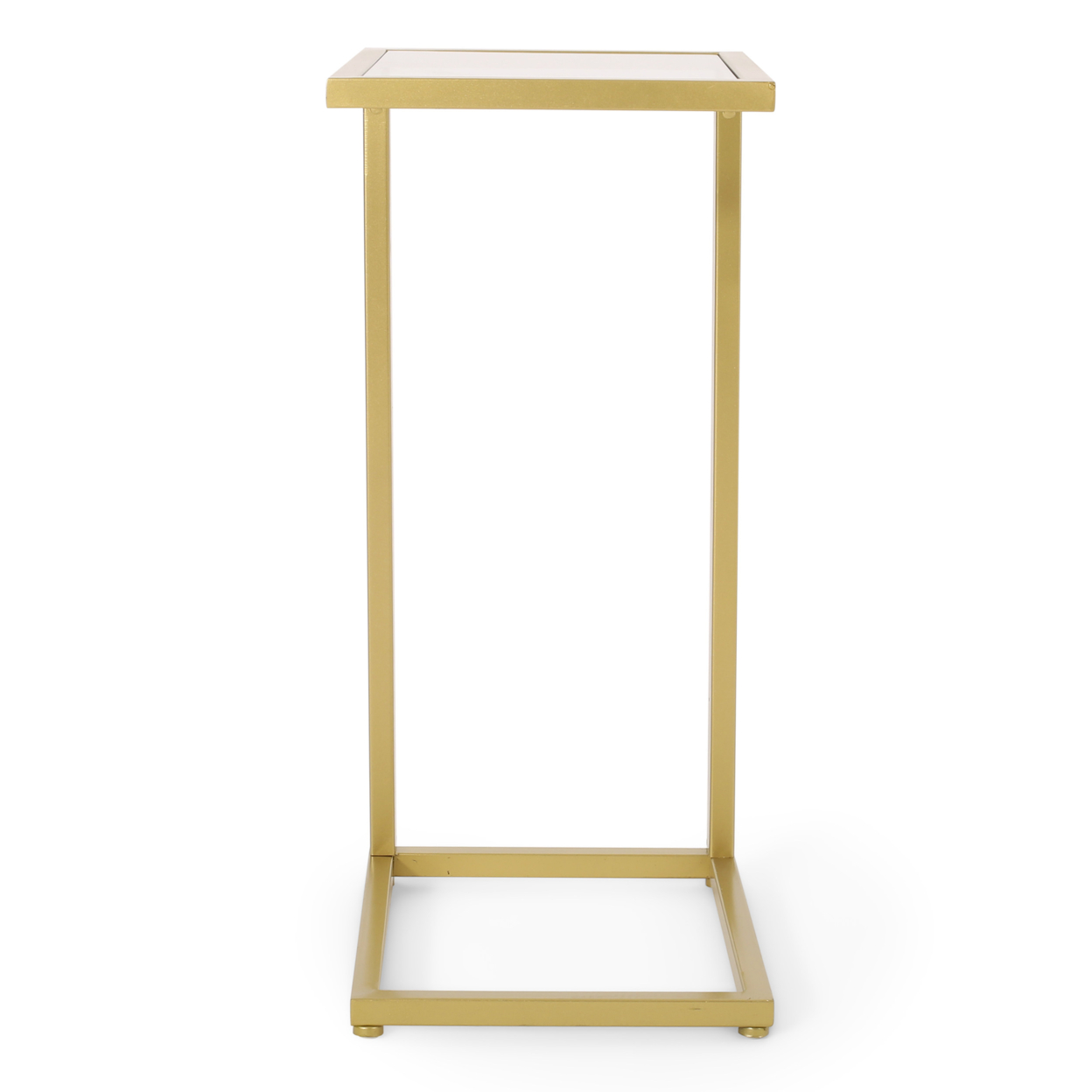 Hebble Modern Glam Glass Top C-Shaped Side Table, Gold