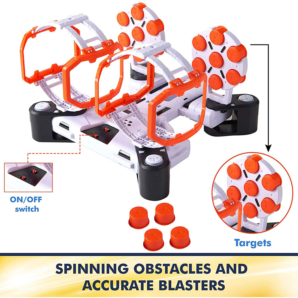 Dimple Shooting Target Game For Kids - Gun Targets For Shooting Practice - 2 Blaster Guns, 24 Bullets, 2 Dart Holders - Compatible With Nerf