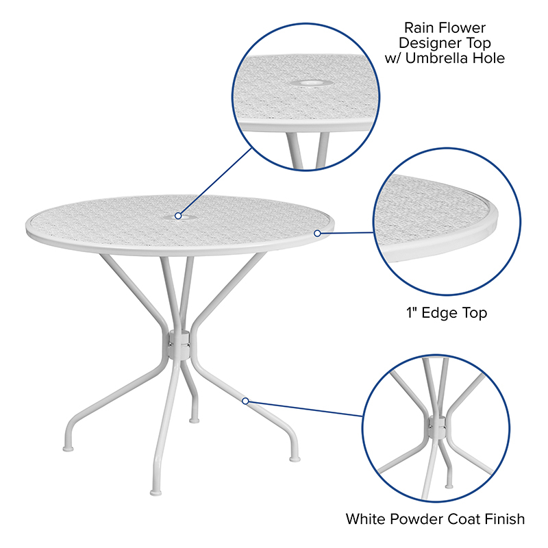 35.25RD White Patio Table