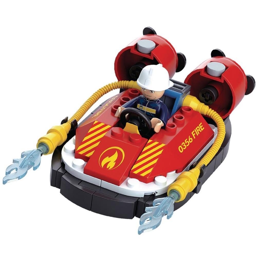 SlubanKids Fire Boat Hoovercraft W/ Water Hose Building Blocks 86 Pcs Set Building Toy Fire Boat