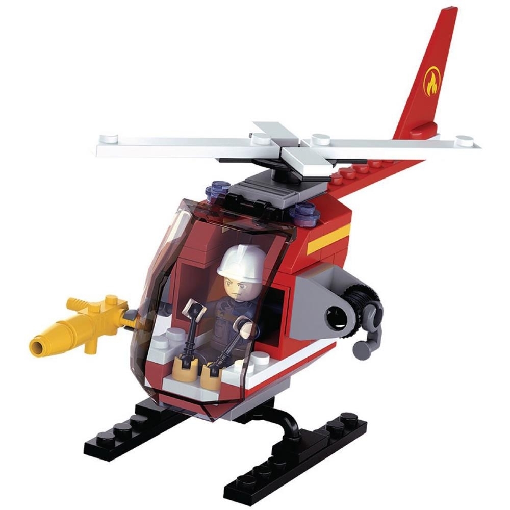 SlubanKids Fire Helicopter Building Blocks 80 Pcs Set Building Toy Fire Helicopter