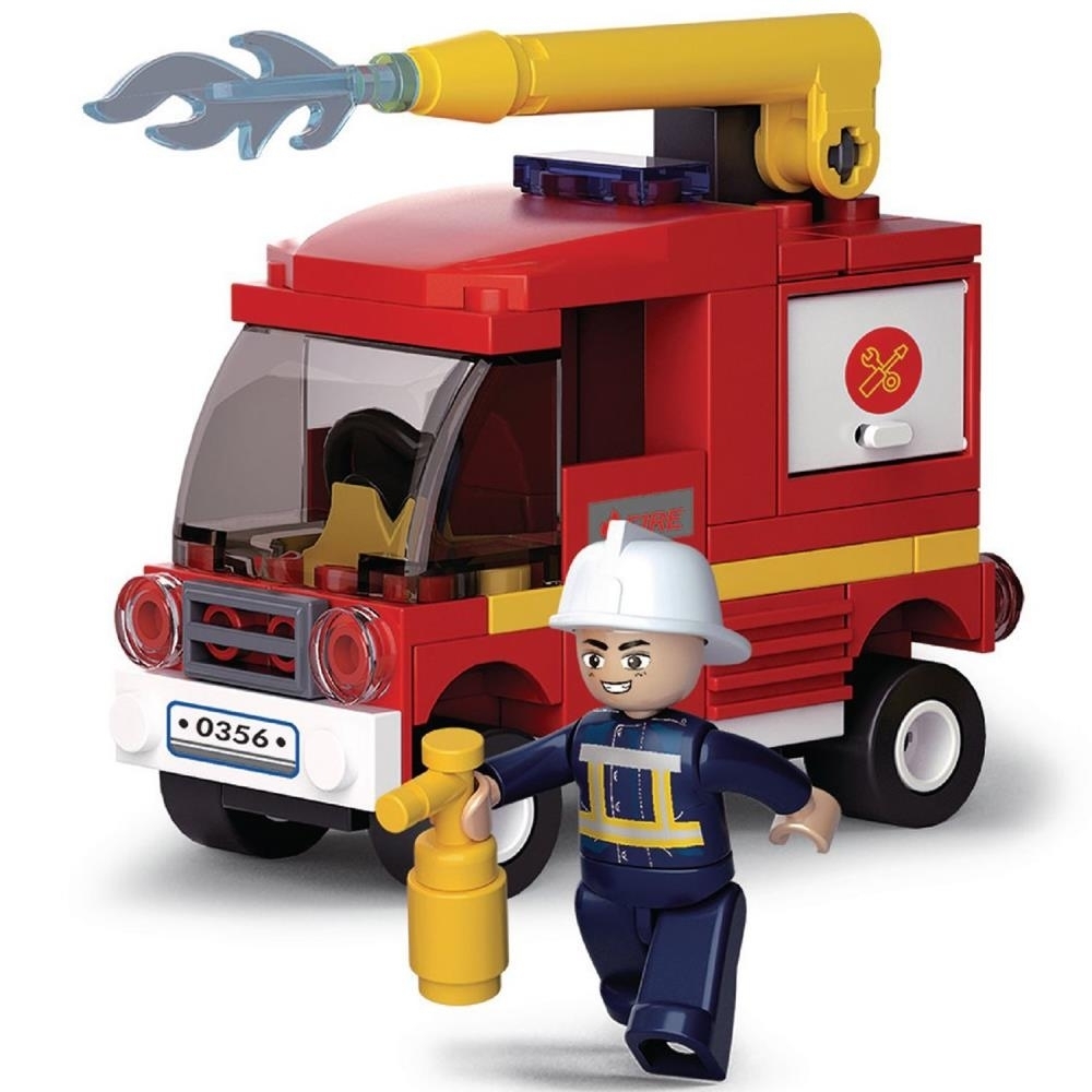 SlubanKids Fire Truck Water Tender Building Blocks 75 Pcs Set Building Toy Fire Vehicle