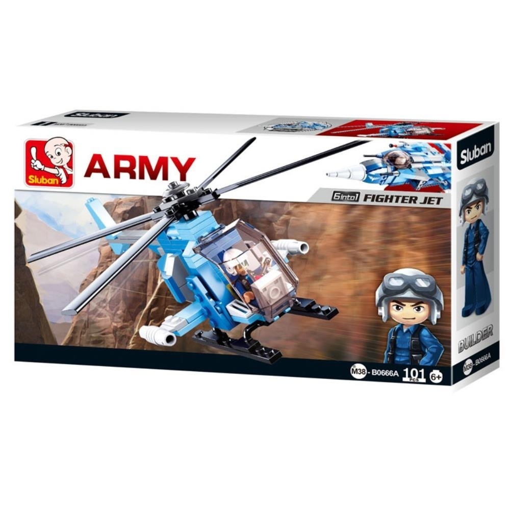 SlubanKids Army Helicopter Fighter Jet Building Blocks 101 Pcs Set Building Toy Army Helicopter
