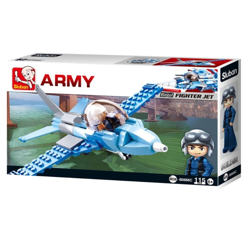 SlubanKids Army War Craft Fighter Jet Building Blocks 115 Pcs Set Building Toy Army Fighter Jet
