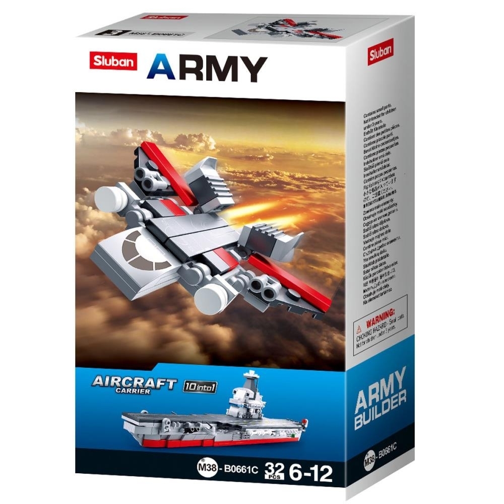SlubanKids Army Aircraft Fighter Jet Building Blocks 32 Pcs Set Building Toy Army Fighter Jet