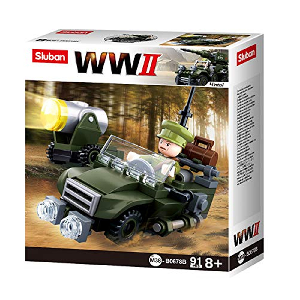 SlubanKids Army Vehicle Building Blocks WWII Series Building Toy Army Fighter Jet
