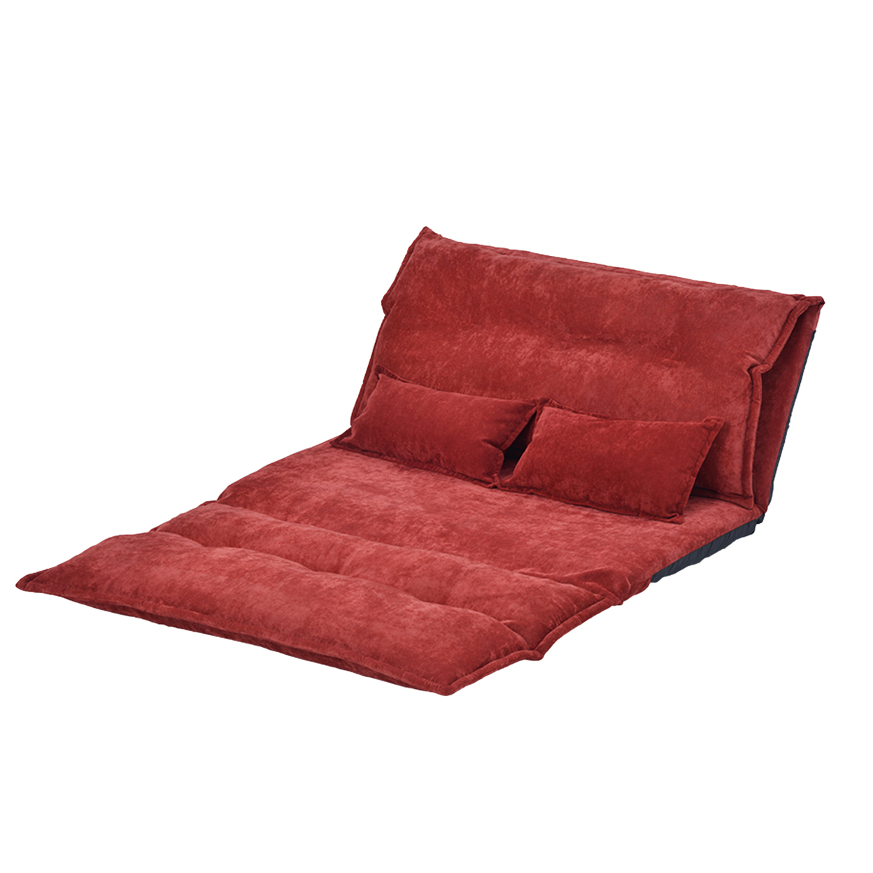 Sofa Bed With 5 Way Adjustable Back And Pillows, Red- Saltoro Sherpi