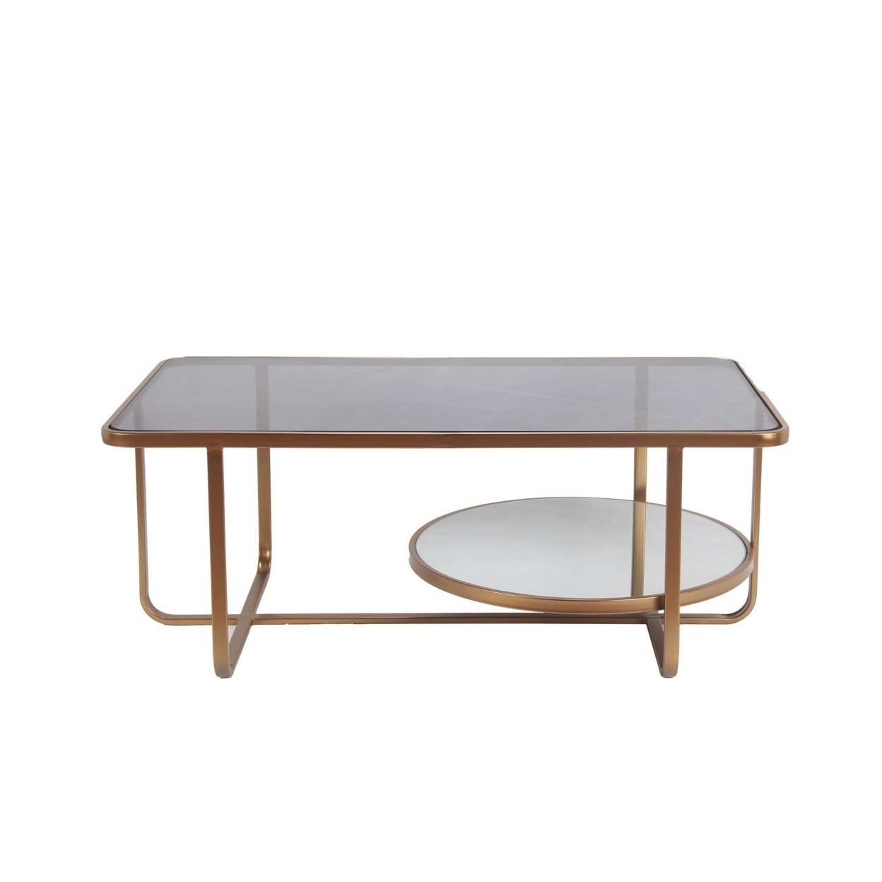 Rectangle Coffee Table With Smoked Glass Top, Gold- Saltoro Sherpi