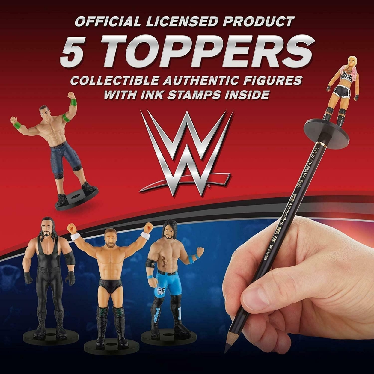 WWE Wrestlers Pencil Toppers 5pk Bliss Undertaker Styles Strowman Bryan PMI International