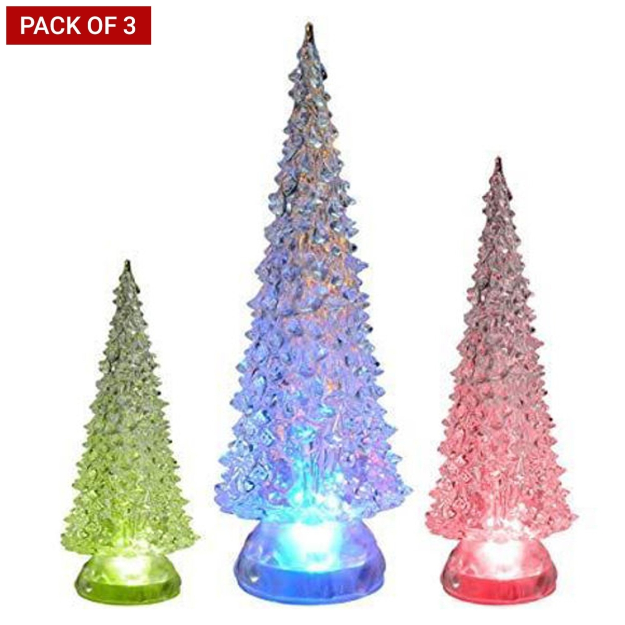 Christmas Led Colour Changing Tree - 3 Pack