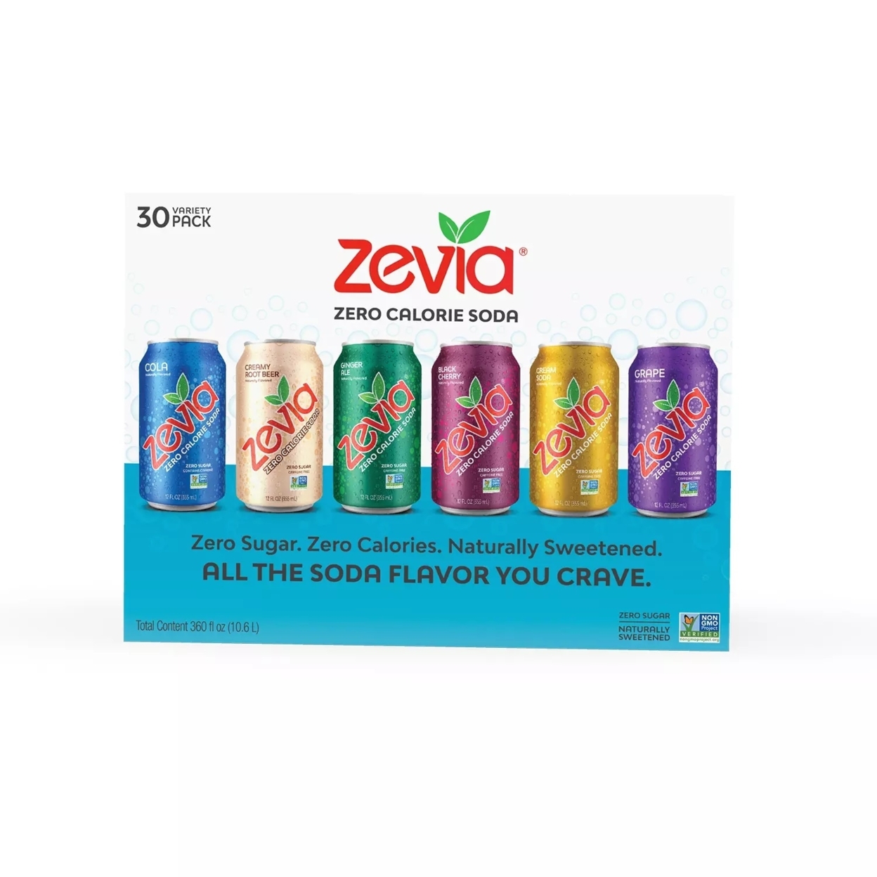 Zevia Zero Calorie Soda Variety Pack, 12 Fluid Ounce (Pack Of 30)