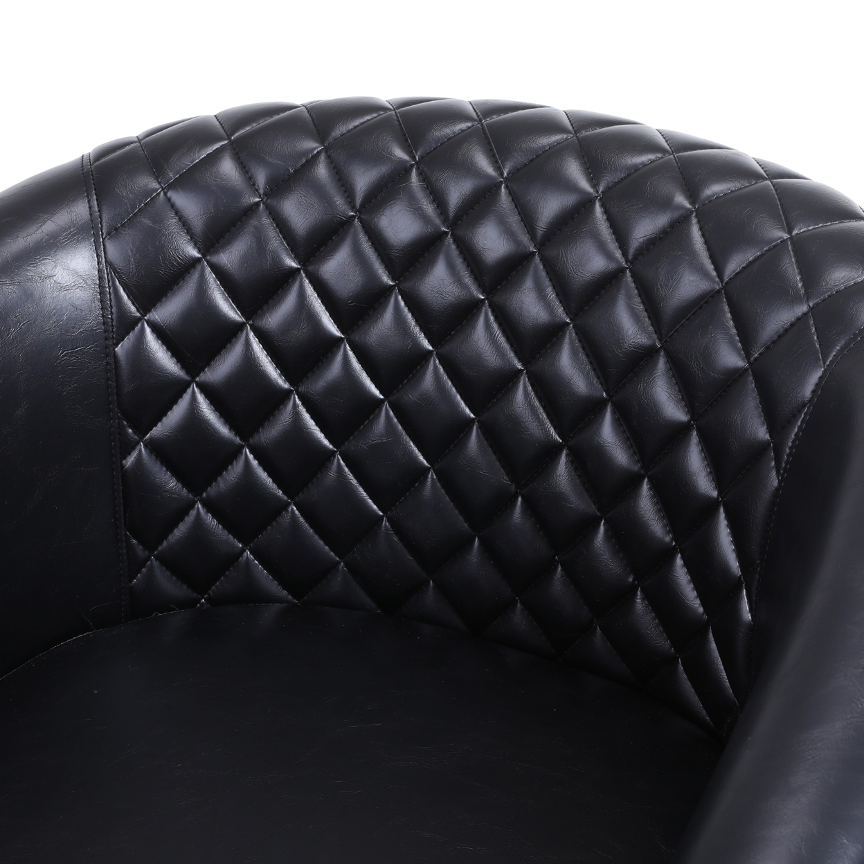Leatherette Accent Chair With Nailhead Trim And Diamond Stitch, Black- Saltoro Sherpi
