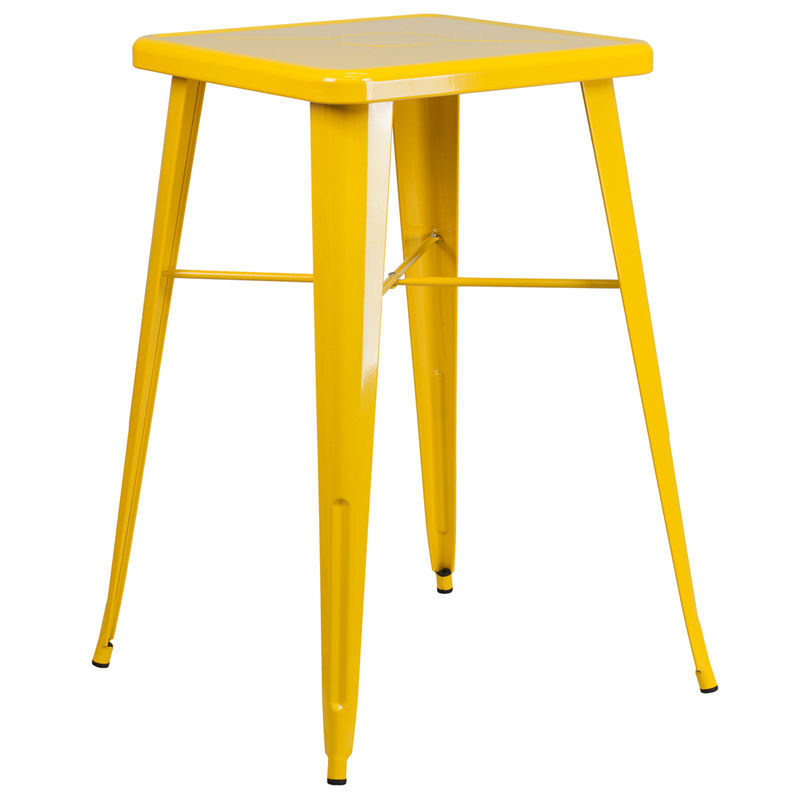Commercial Grade 23.75 Square Yellow Metal Indoor-Outdoor Bar Height Table