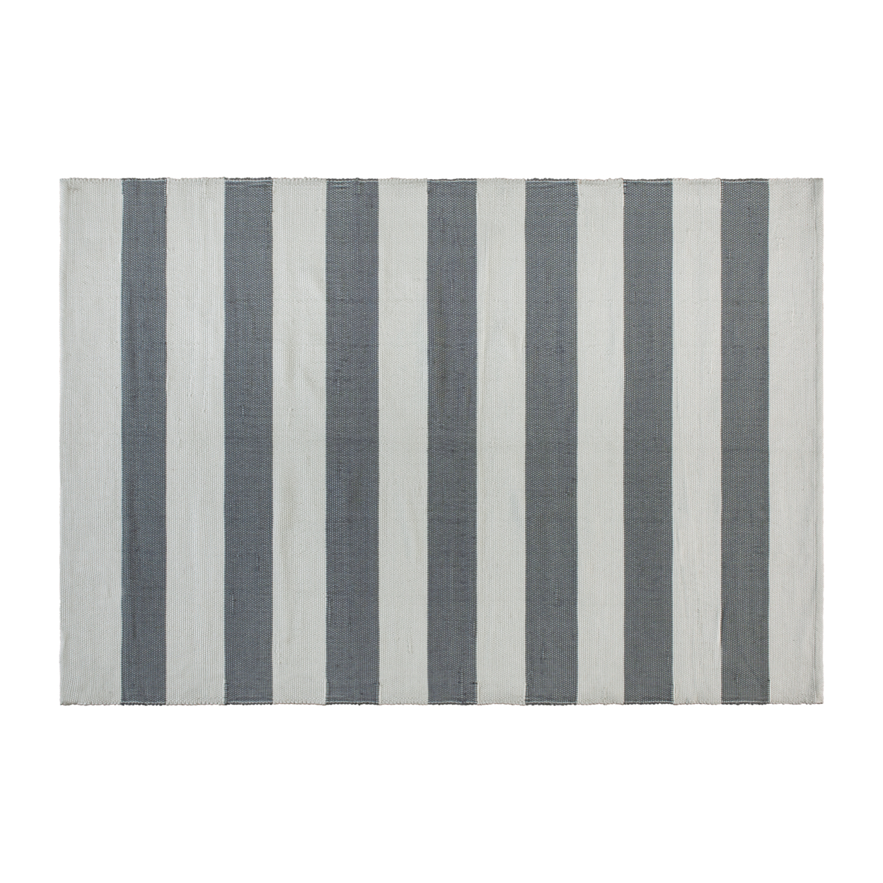 5' X 7' Grey & White Striped Handwoven Indoor Or Outdoor Cabana Style Stain Resistant Area Rug