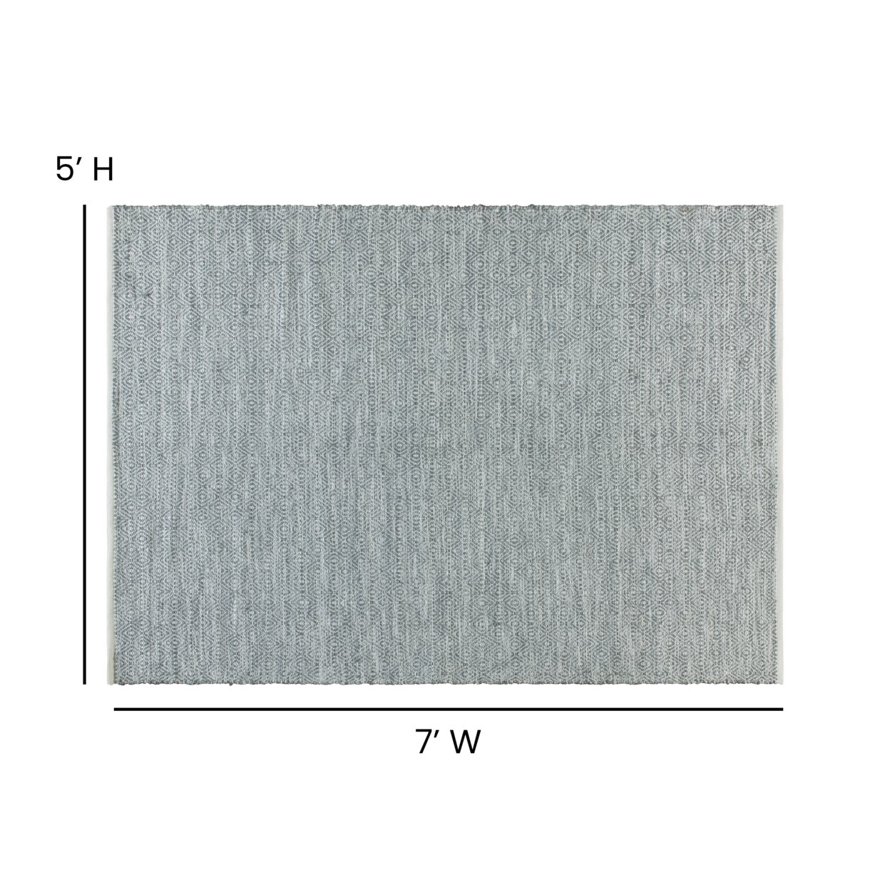 5' X 7' Handwoven Indoor Or Outdoor Diamond Pattern Area Rug In Grey