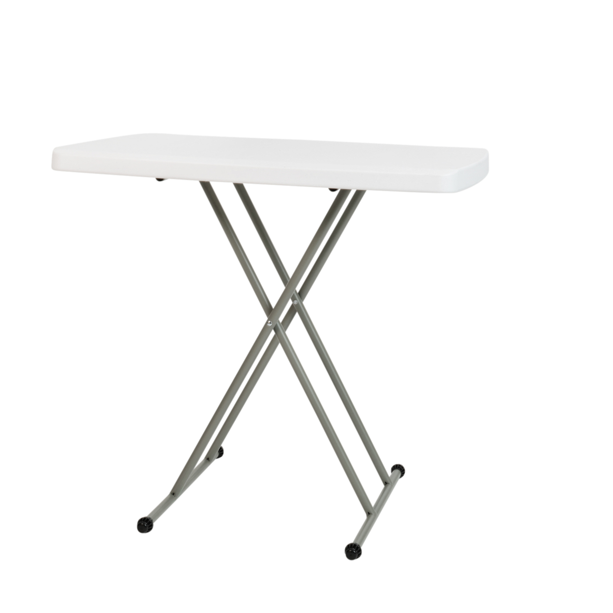 30 Inch Granite White Indoor Or Outdoor Plastic Folding Table, Adjustable Height Commercial Grade Side Table, Laptop Table, TV Tray