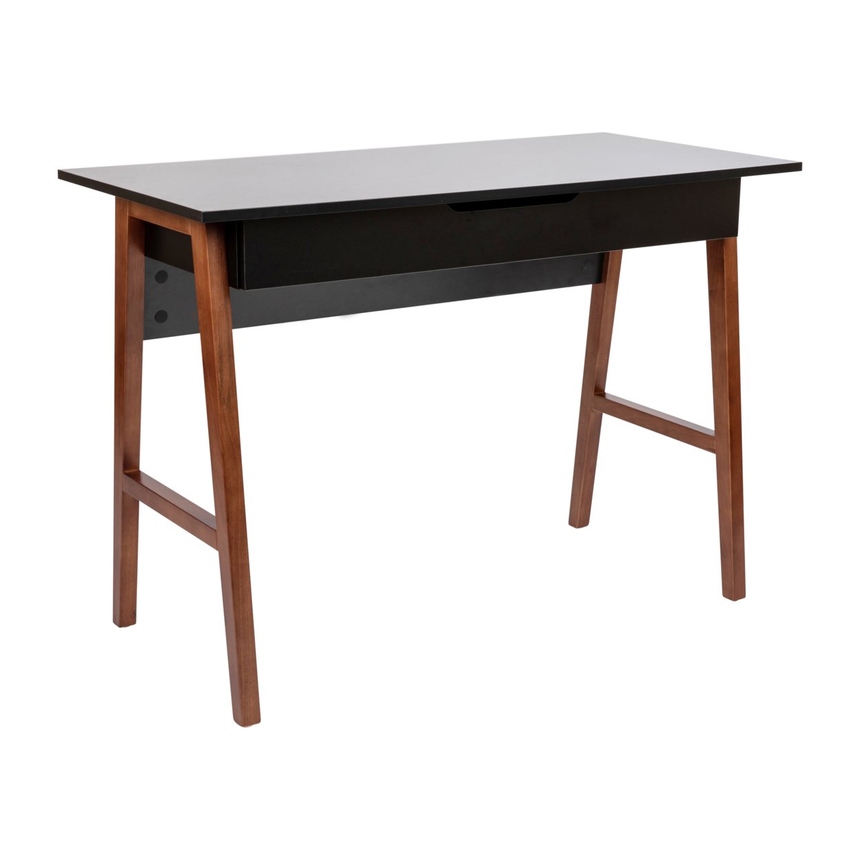 Home Office Writing Computer Desk With Drawer - Table Desk For Writing And Work, Black And Walnut