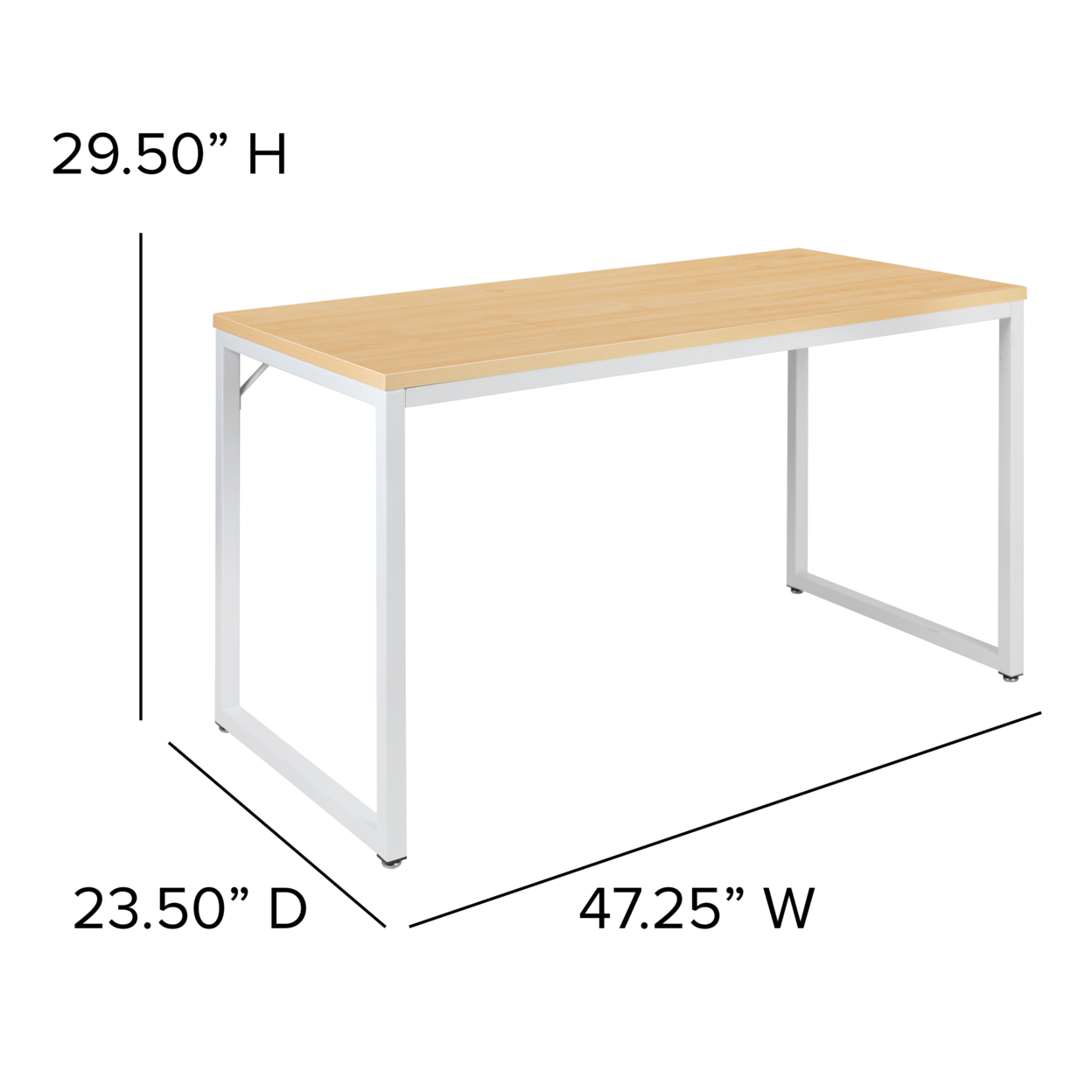 Tiverton Industrial Modern Desk - Commercial Grade Office Computer Desk And Home Office Desk - 47 Long (Maple And White)
