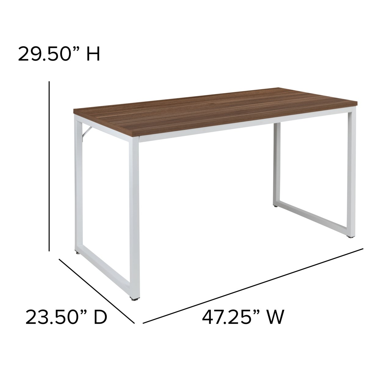 Tiverton Industrial Modern Desk - Commercial Grade Office Computer Desk And Home Office Desk - 47 Long (Walnut And White)