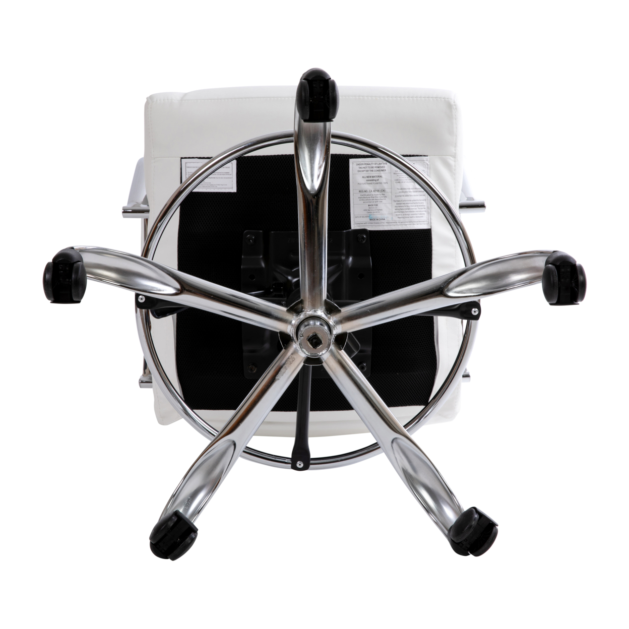 Mid-Back White LeatherSoft Drafting Chair With Adjustable Foot Ring And Chrome Base