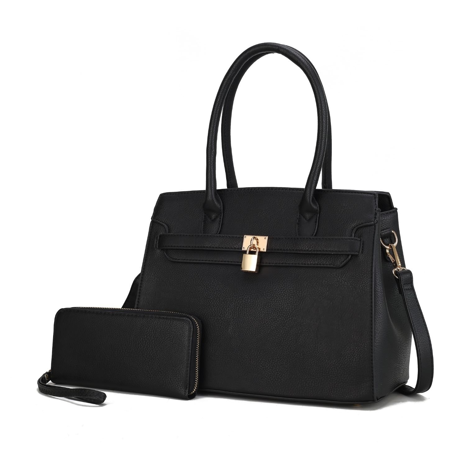 MKF Collection Bruna Satchel Handbag With A Matching Wallet By Mia K -2 Pieces Set - Black