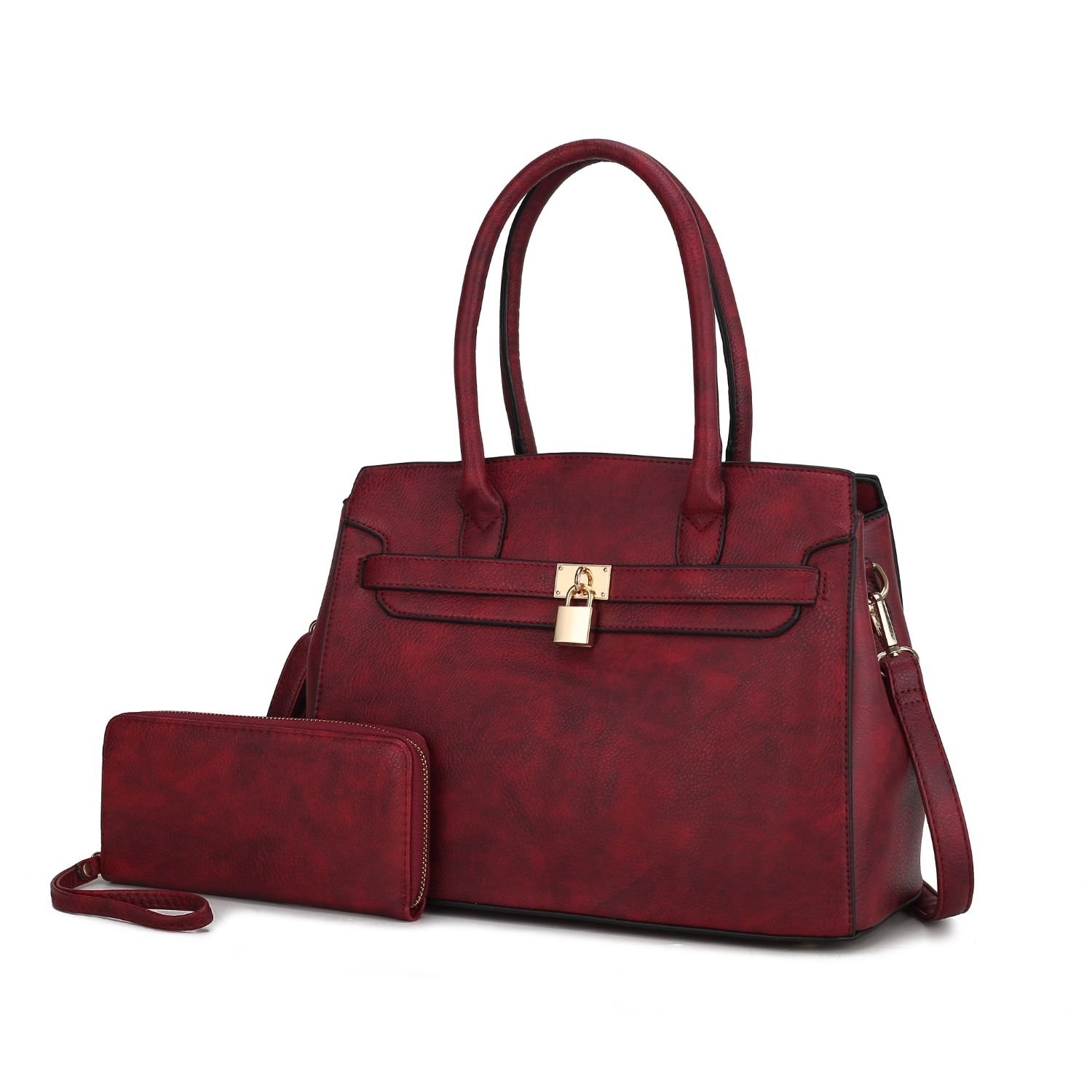 MKF Collection Bruna Satchel Handbag With A Matching Wallet By Mia K -2 Pieces Set - Red