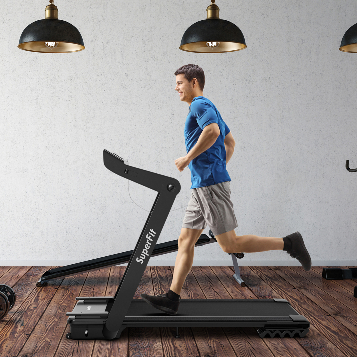 4 HP Folding Treadmill Electric Walking Running Machine W/ Fatigue Button
