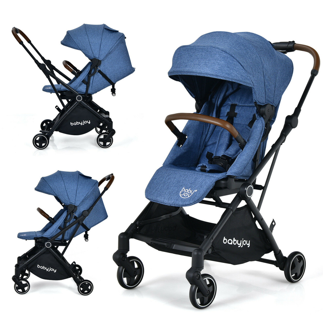 2-in-1 Convertible Baby Stroller Pushchair Aluminum W/ Adjustable Canopy - Blue