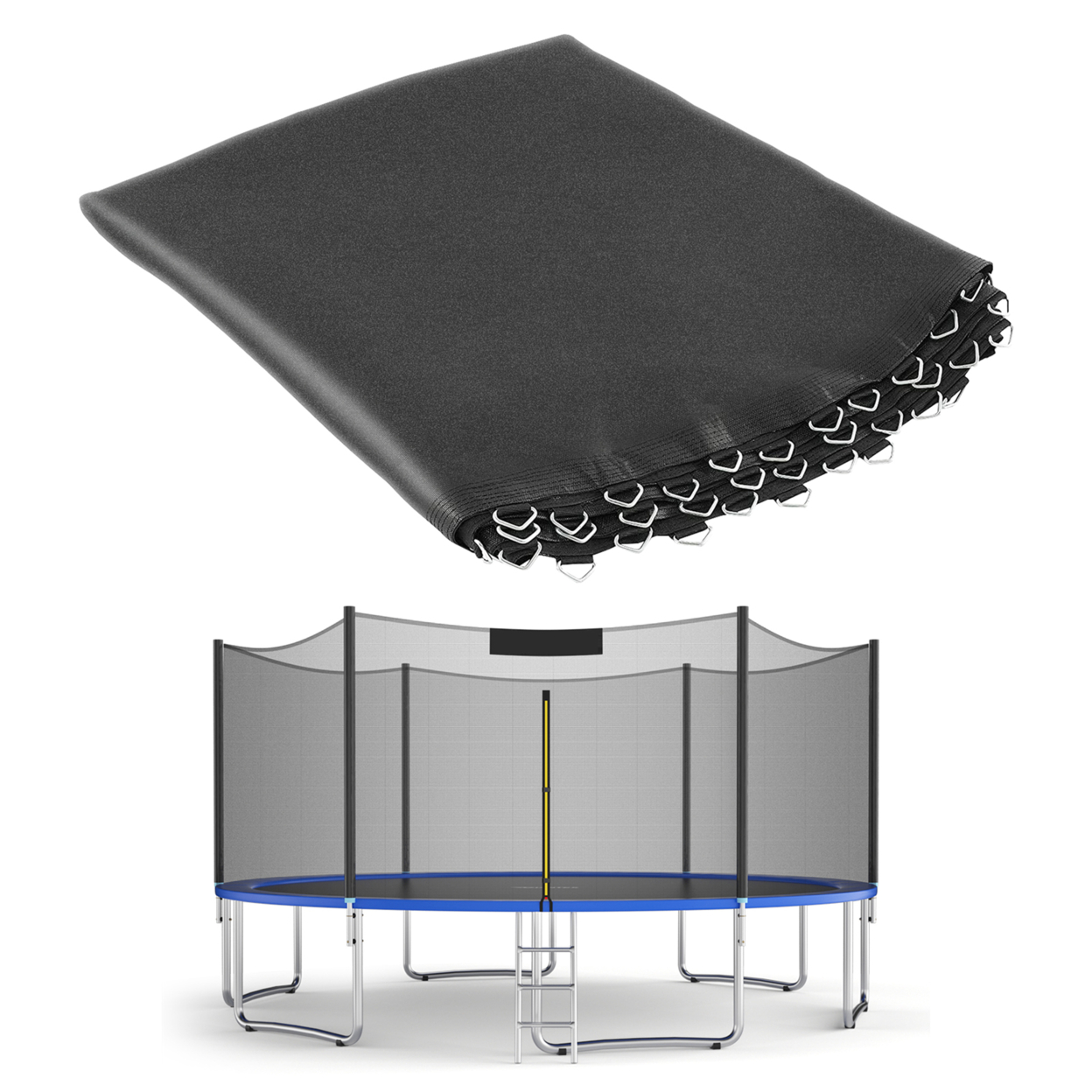 Replacement Trampoline Mat Jumping Mat Fits 8/10/12/14/15/16ft Frame W/ V-Hooks - Fit 10ft Frame