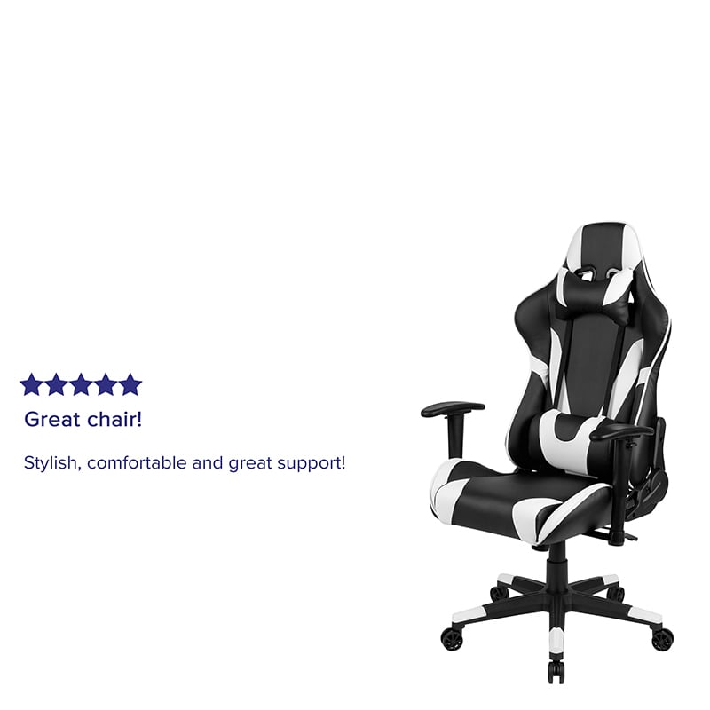 X20 Gaming Chair Racing Office Ergonomic Computer PC Adjustable Swivel Chair With Fully Reclining Back In Black LeatherSoft