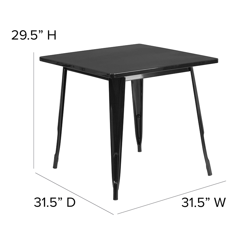 31.5SQ Black Metal Table