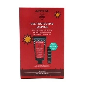 Apivita Bee Protective Jasmine Set: Hand Cream Jasmine & Propolis 50ml+ Lip Care Black Currant 2pcs