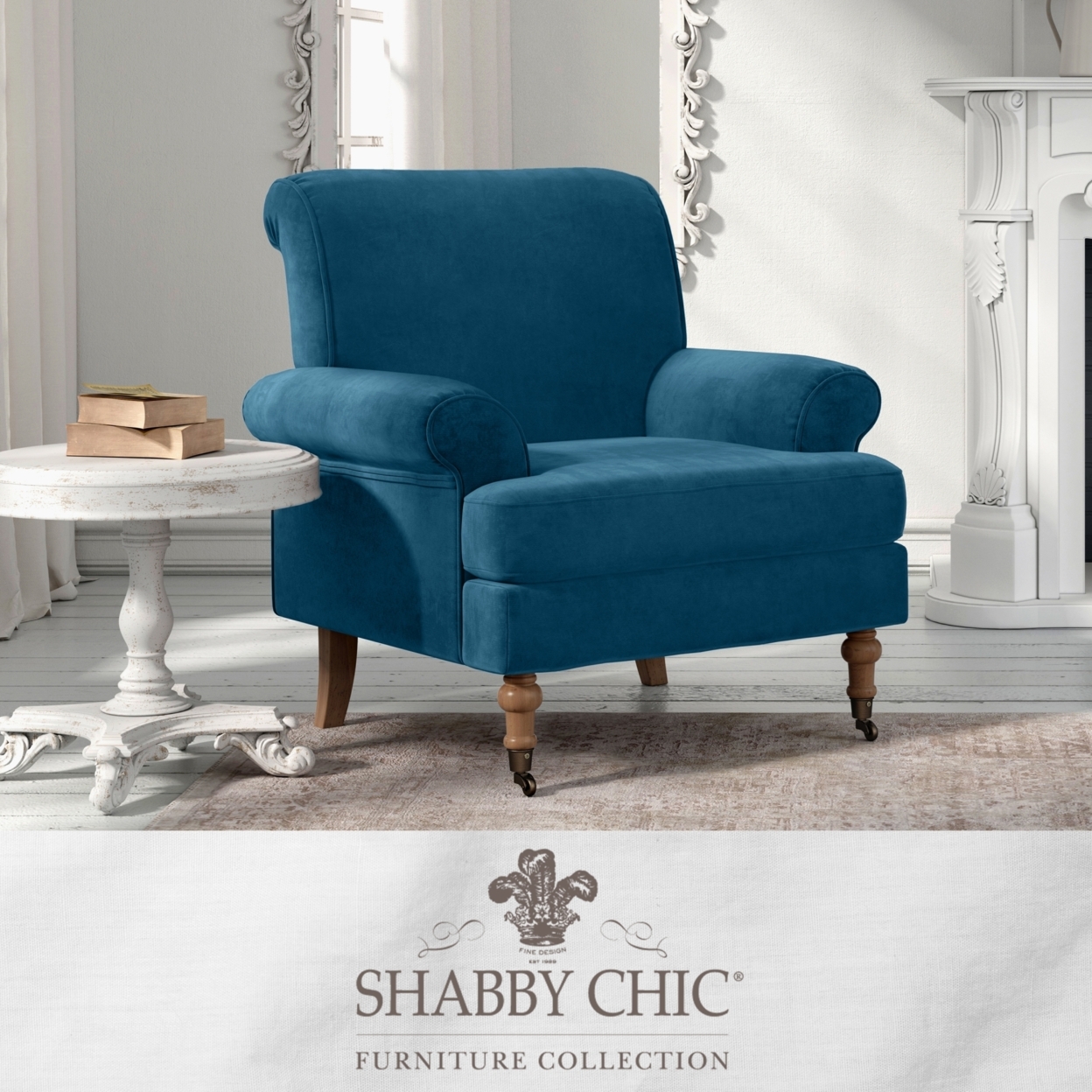 Jaclyn Accent Chair-Saber Back Leg-Front Leg Casters-Rolled Arms - teal - turquoise
