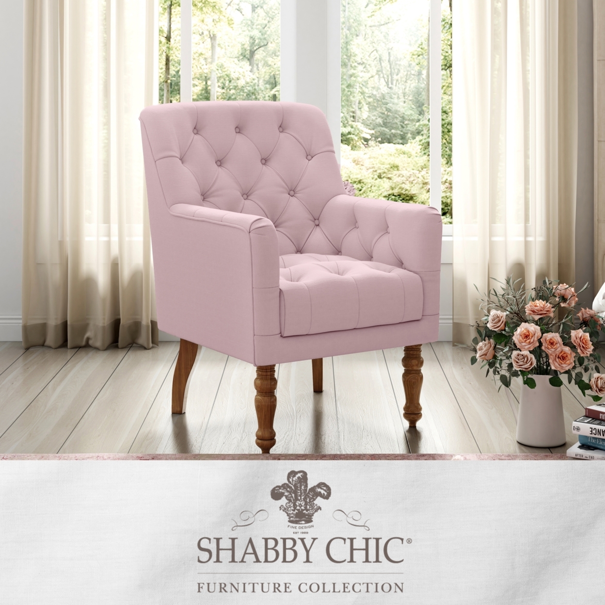 Aislynn Accent Chair-Upholstered-Flared Arms-Web Suspension - pink