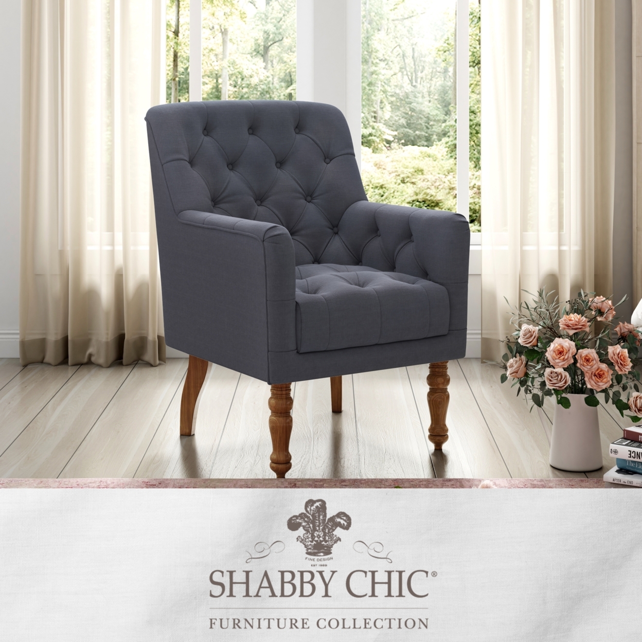 Aislynn Accent Chair-Upholstered-Flared Arms-Web Suspension - dark grey