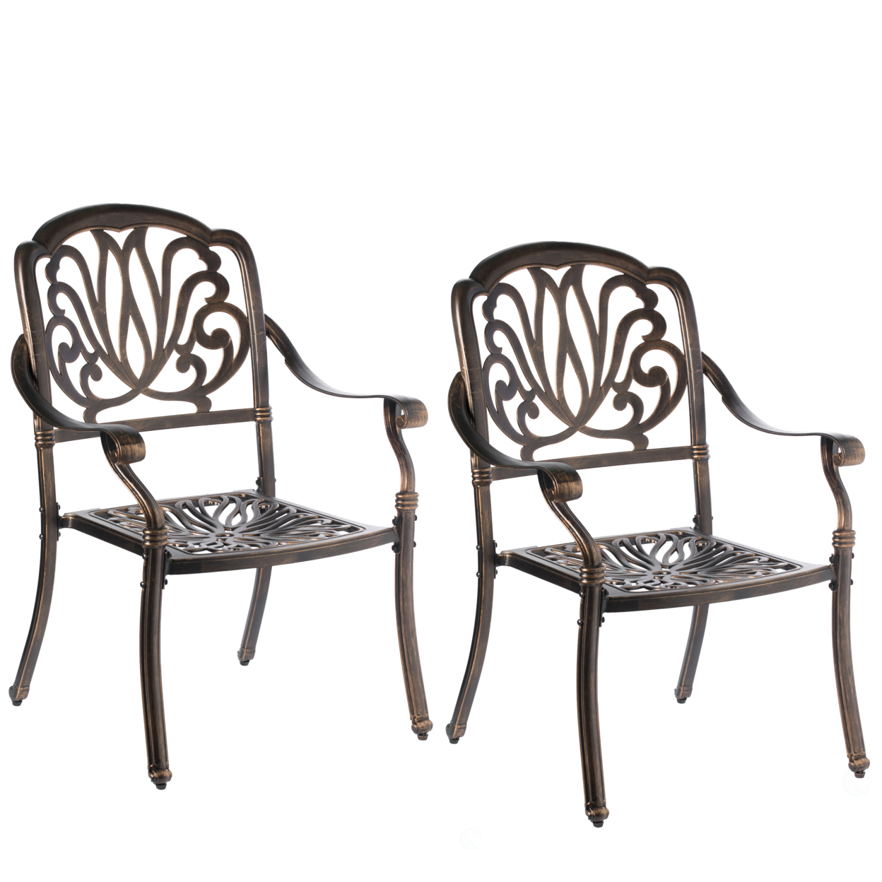 Indoor And Outdoor Bronze Dinning Set 2 Chairs With 1 Table Patio Cast Aluminum. - Chairs