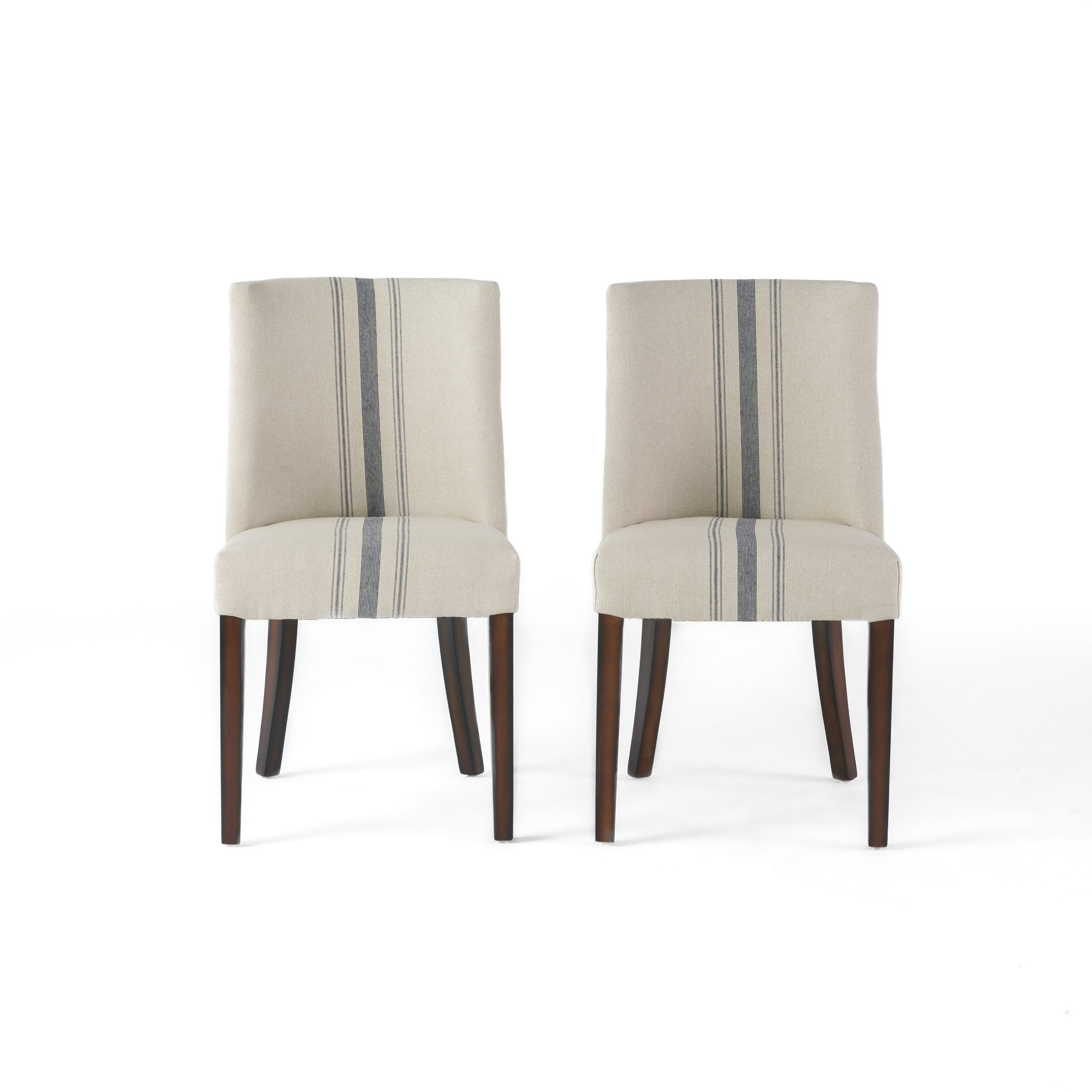 Rydel Blue Stripe Fabric Dining Chairs (Set Of 2)