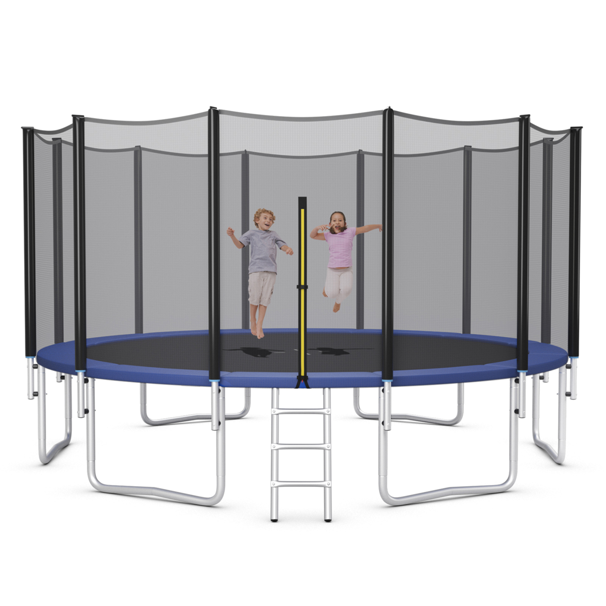 8/10/12/14/15/16 FT Outdoor Trampoline Bounce Combo W/Safety Closure Net Ladder - Black, 16 Ft