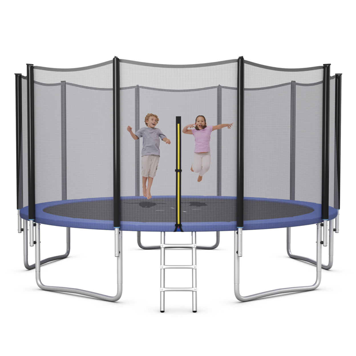 8/10/12/14/15/16 FT Outdoor Trampoline Bounce Combo W/Safety Closure Net Ladder - Black, 14 Ft