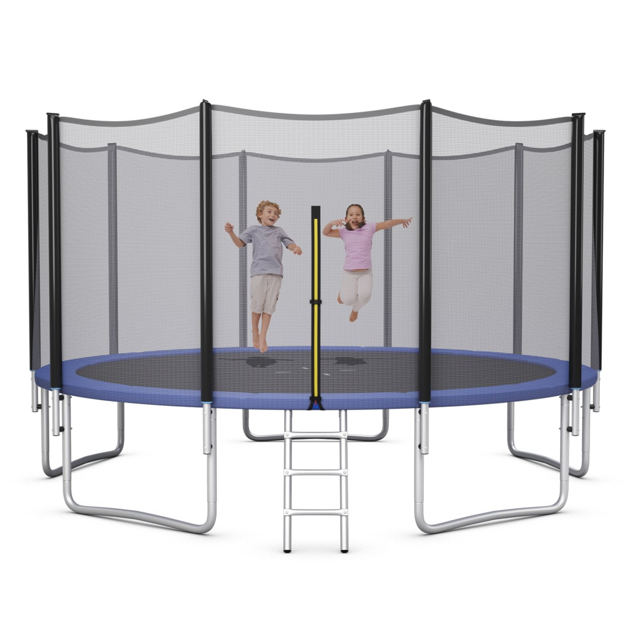8/10/12/14/15/16 FT Outdoor Trampoline Bounce Combo W/Safety Closure Net Ladder - Black, 15 Ft