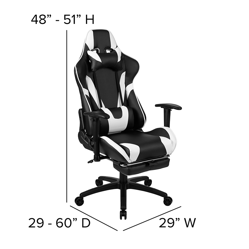 Black Gaming Desk And Black Footrest Reclining Gaming Chair Set With Cup Holder, Headphone Hook, And Monitor Or Smartphone Stand