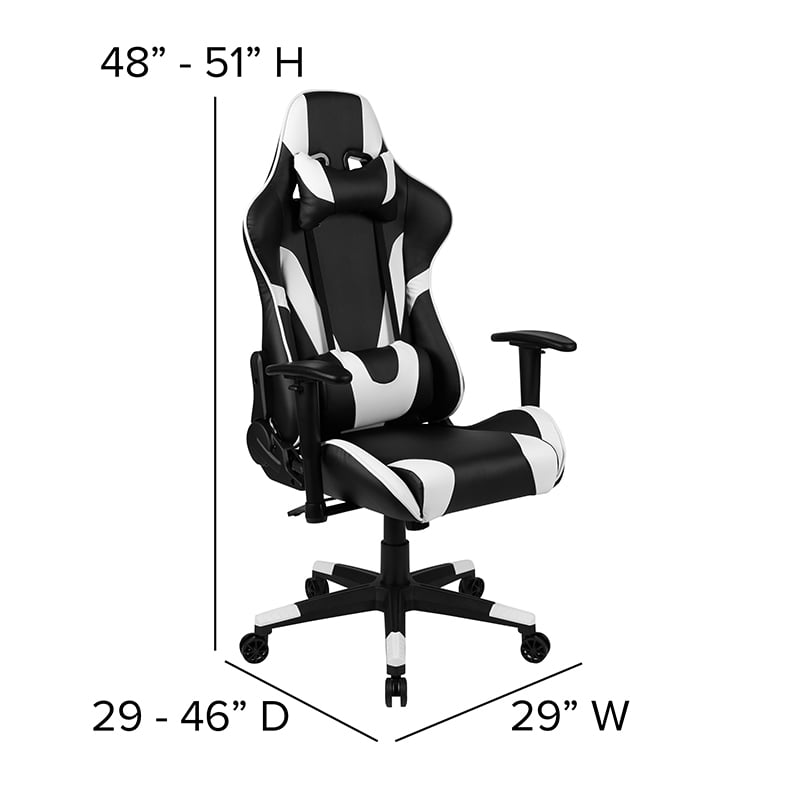 X20 Gaming Chair Racing Office Ergonomic Computer PC Adjustable Swivel Chair With Fully Reclining Back In Black LeatherSoft