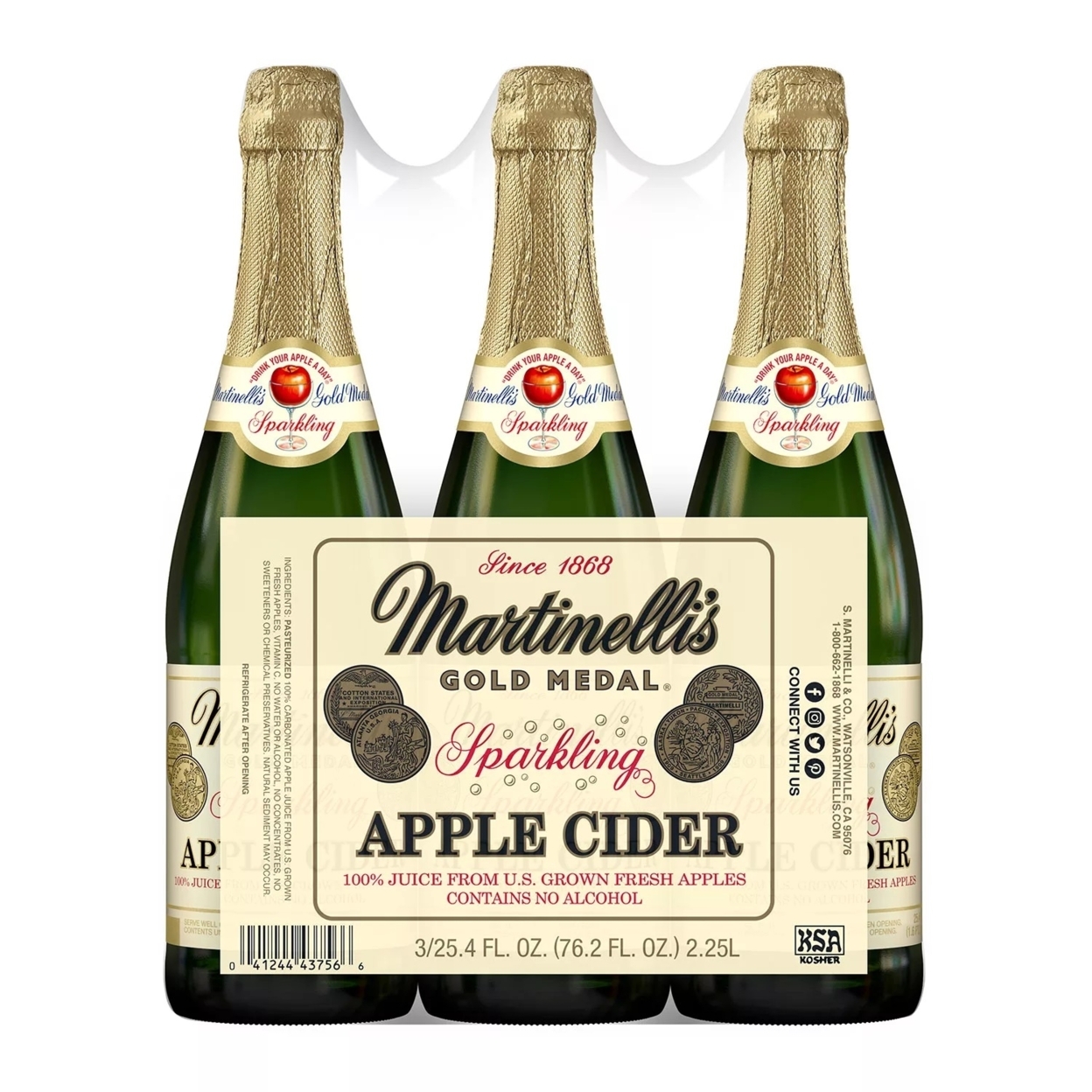 Martinelli's Sparkling Apple Cider, 25.4 Ounce (Pack Of 3)
