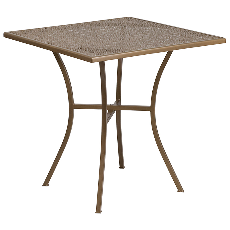 28SQ Gold Patio Table Set, Gold