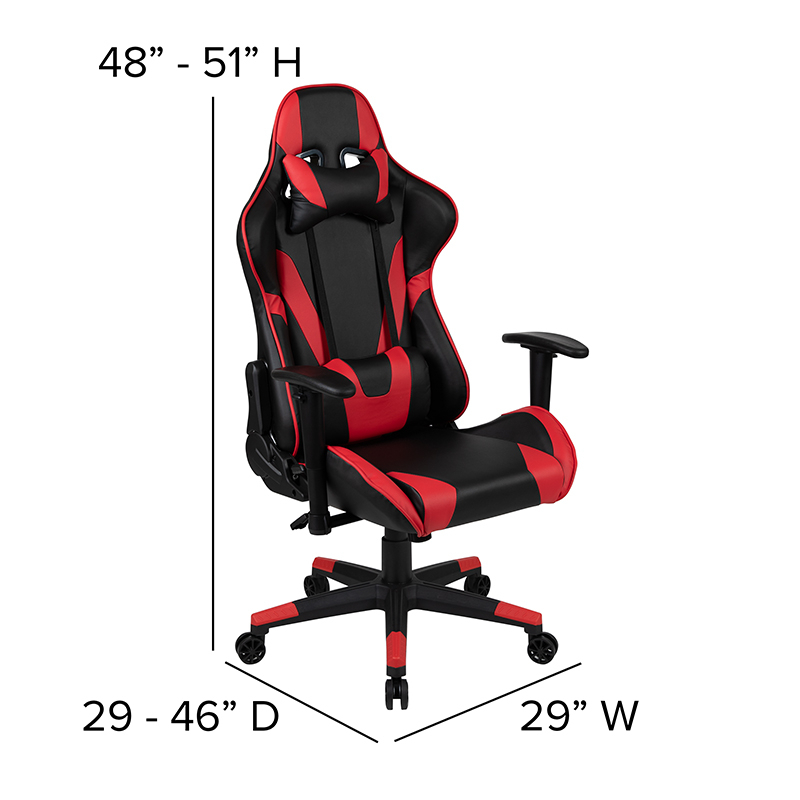 Red Gaming Desk And Red And Black Reclining Gaming Chair Set With Cup Holder And Headphone Hook