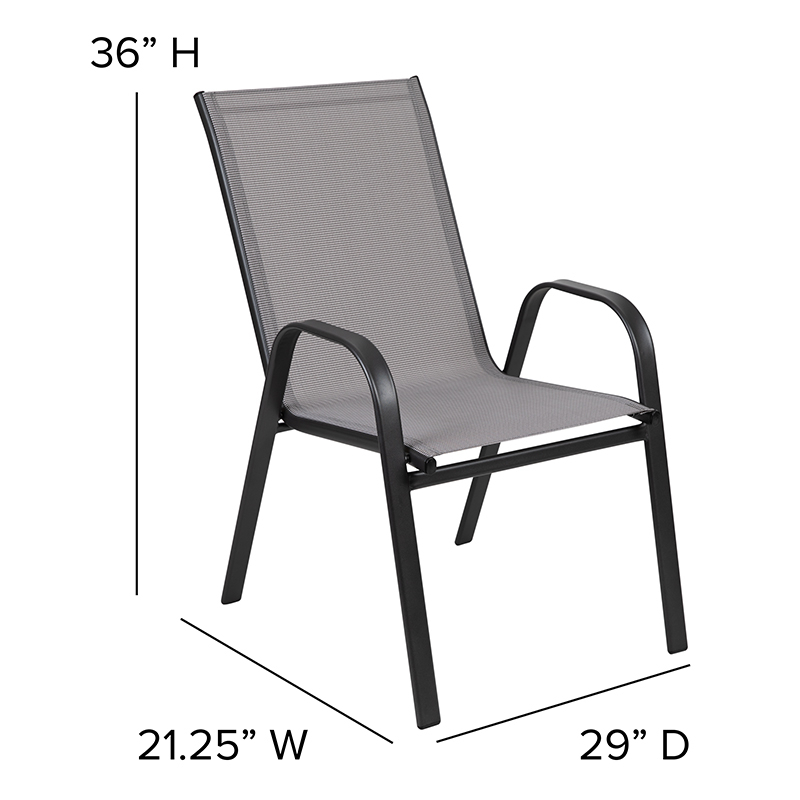 4PK Gray Patio Stack Chair
