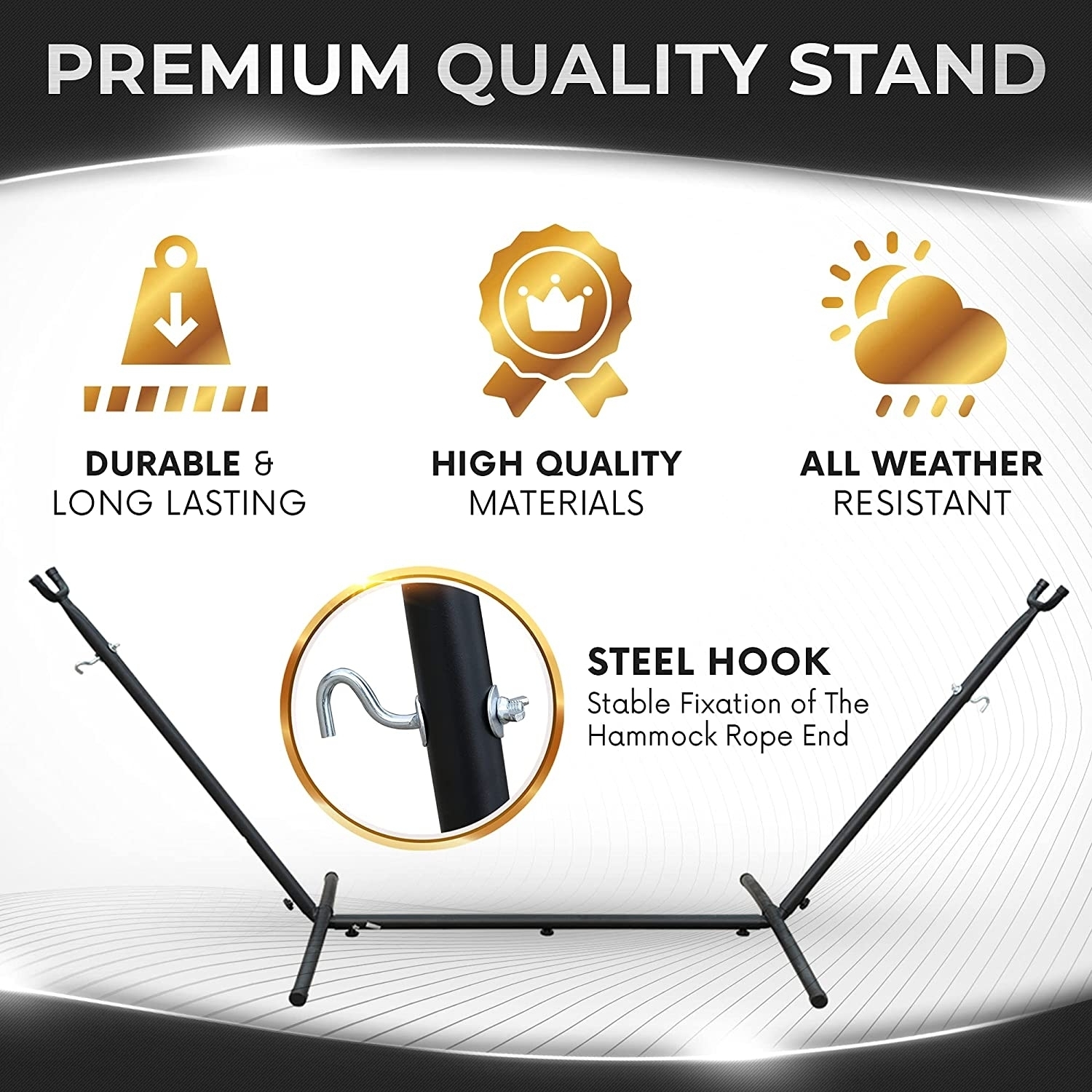 Project One Portable Heavy-Duty 9ft Steel Hammock Stand w/Carrying Case, Weather-Resistant Finish, 450lb Capacity