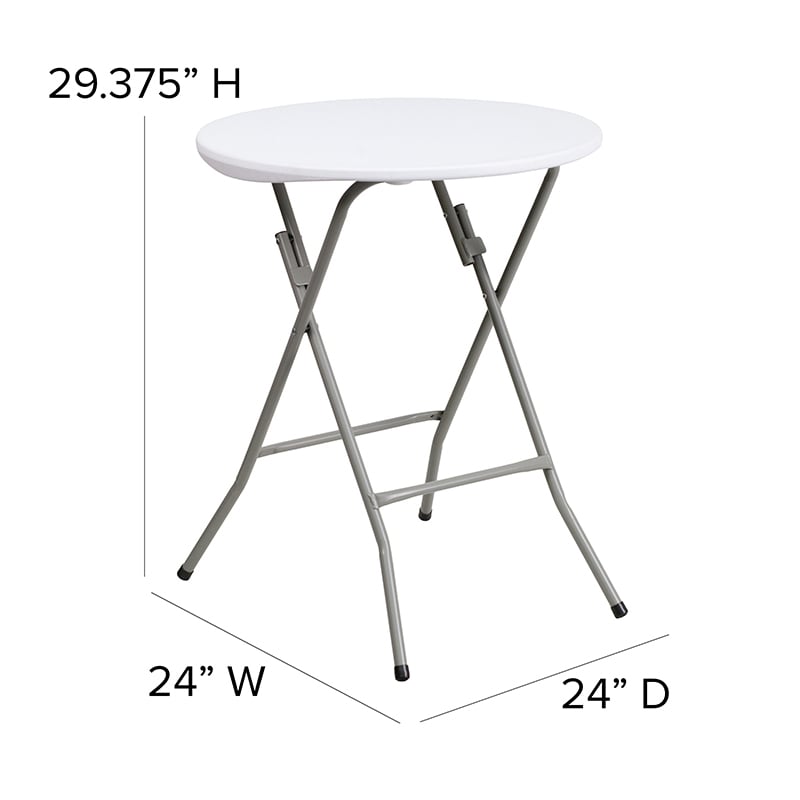 24RND White Plastic Fold Table